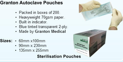 Sterilisation Pouches Granton Autoclave Pouches Sizes:
